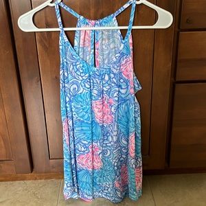 EUC size XXS Lilly Pulitzer Lacy Tank, color/pattern is Blue Haven Raising Shell